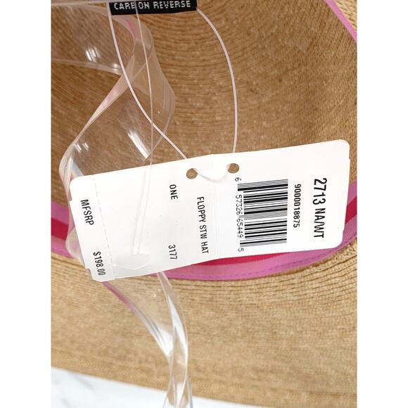 NWT Vintage COACH Straw Beach Sun Hat OS Wide Brim Floppy made in Italy - Picture 7 of 11